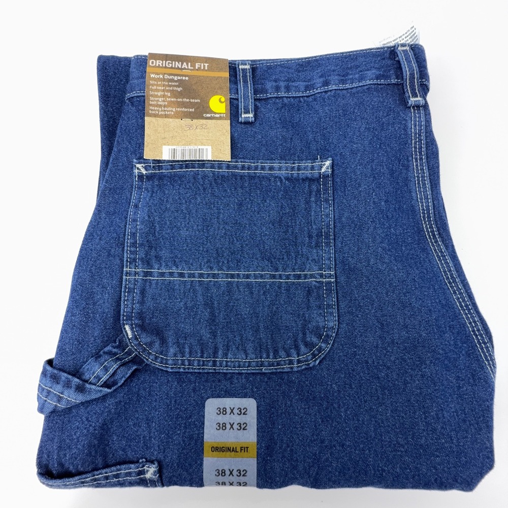 Carhartt Original Fit Work Dungaree Jeans Mens 38x32 B13 DST Darkstone NWT NOS